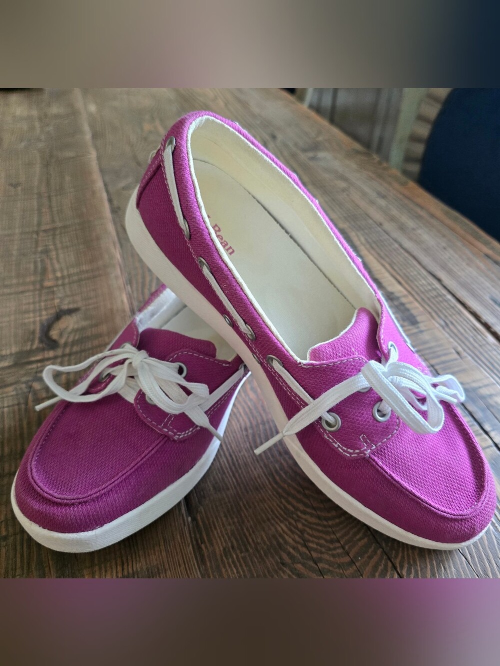 LL BEAN Women's Fuchsia Campside Boat Shoes W 8.5 M